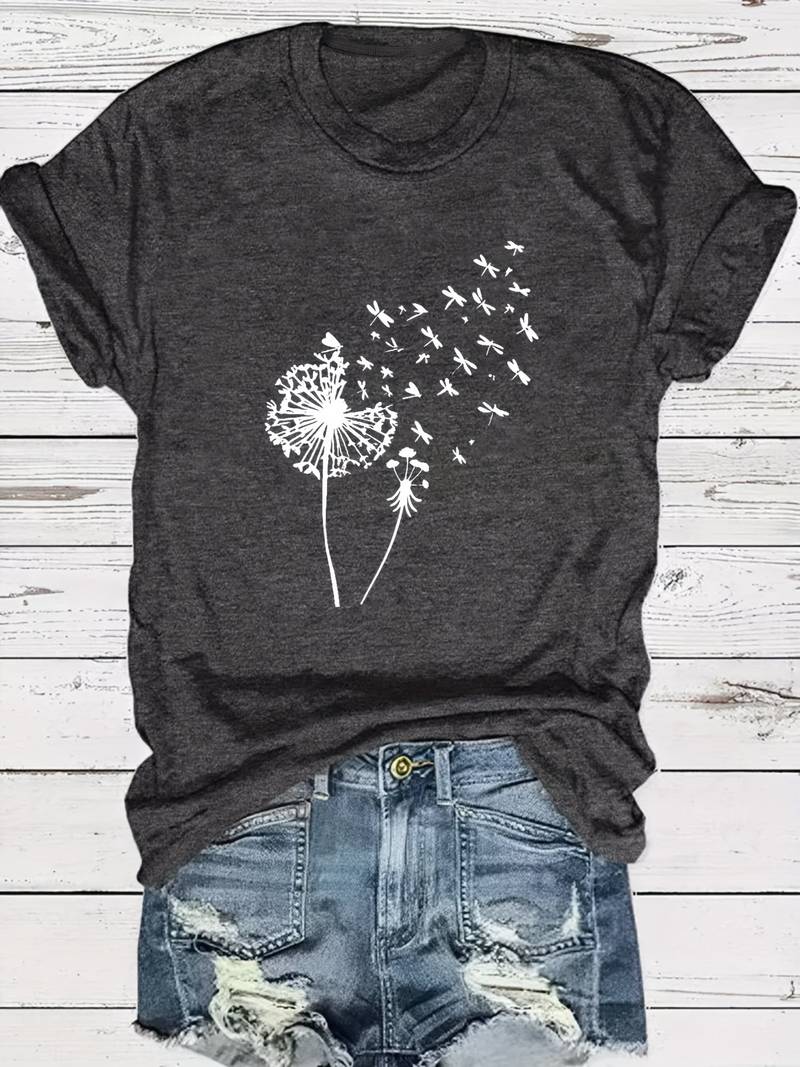Vanessa | Casual T-shirt with dandelion graphic print