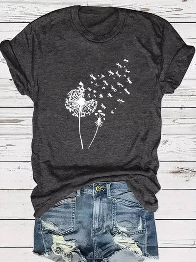 Vanessa | Casual T-shirt with dandelion graphic print