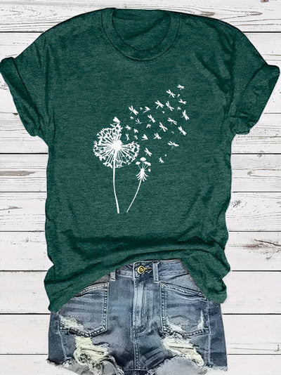 Vanessa | Casual T-shirt with dandelion graphic print