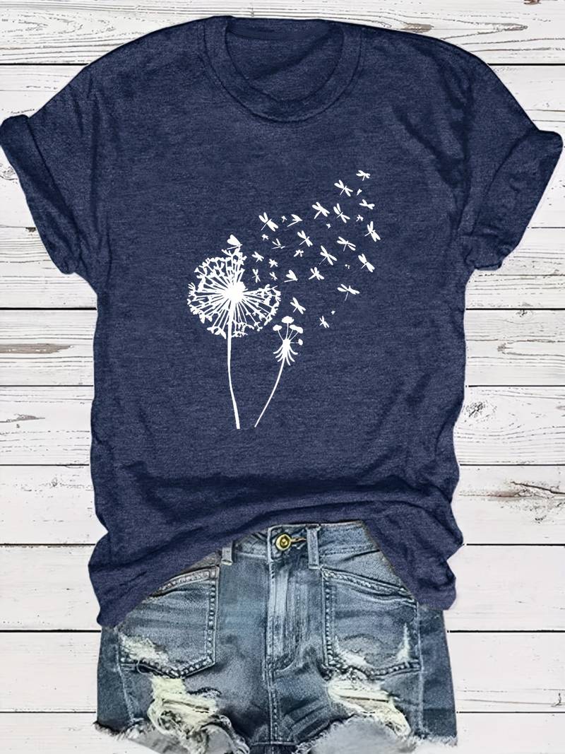 Vanessa | Casual T-shirt with dandelion graphic print