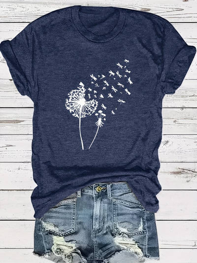 Vanessa | Casual T-shirt with dandelion graphic print