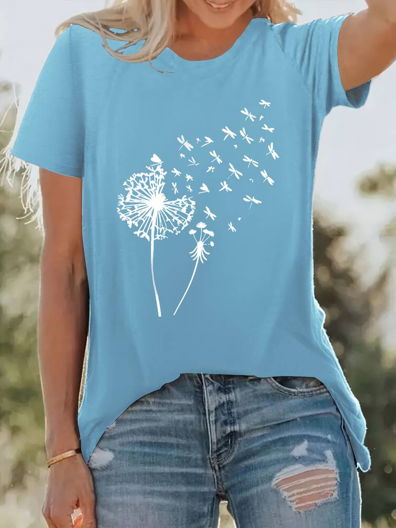 Vanessa | Casual T-shirt with dandelion graphic print