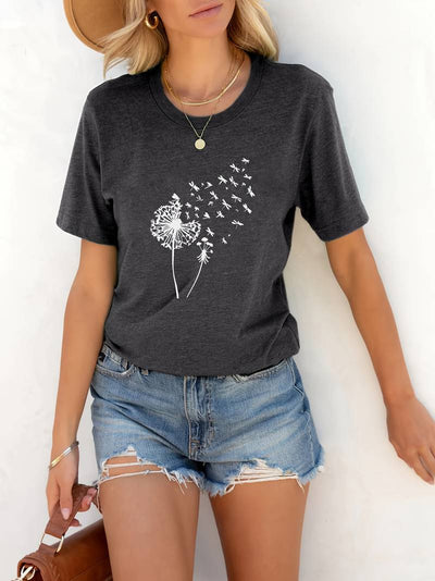 Vanessa | Casual T-shirt with dandelion graphic print
