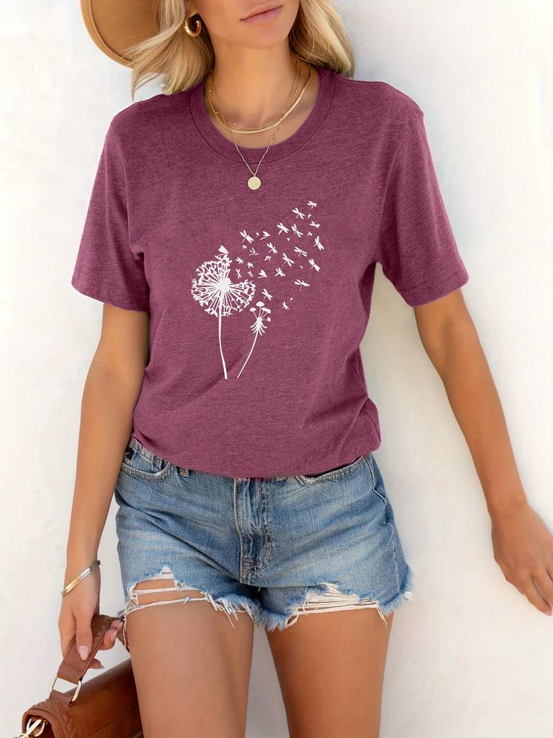 Vanessa | Casual T-shirt with dandelion graphic print
