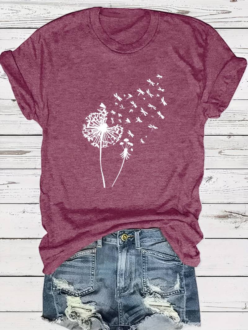 Vanessa | Casual T-shirt with dandelion graphic print