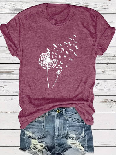 Vanessa | Casual T-shirt with dandelion graphic print