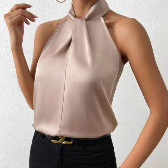 Vanna | Top in seta con scollo a nodo