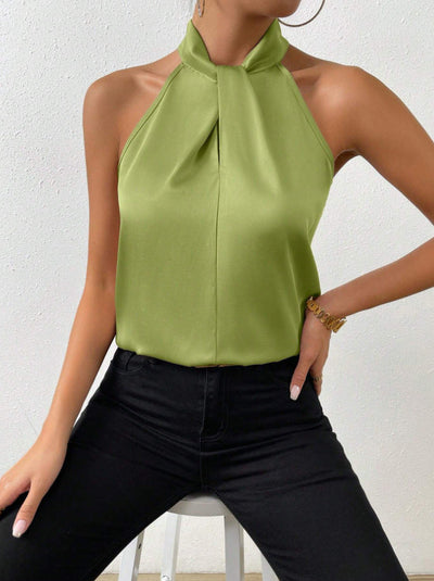 Vanna | Top in seta con scollo a nodo