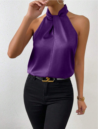 Vanna | Top in seta con scollo a nodo