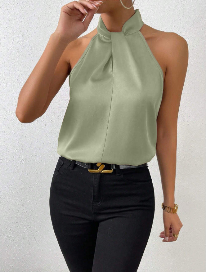 Vanna | Top in seta con scollo a nodo