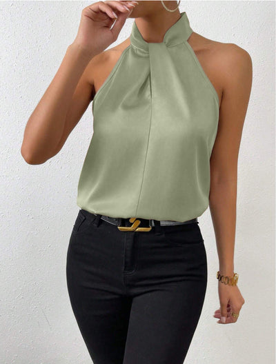 Vanna | Top in seta con scollo a nodo