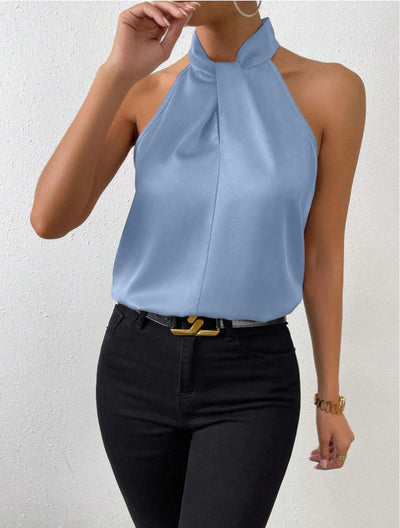 Vanna | Top in seta con scollo a nodo
