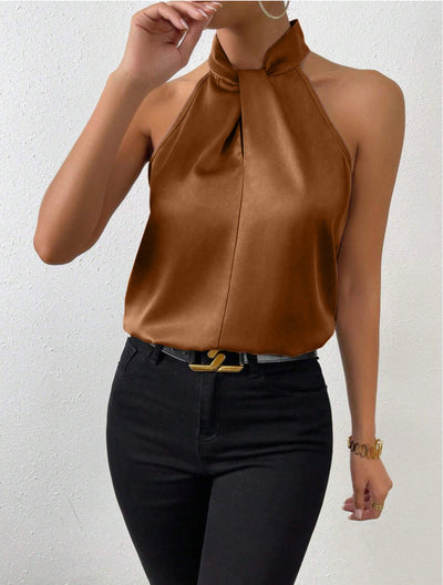 Vanna | Top in seta con scollo a nodo