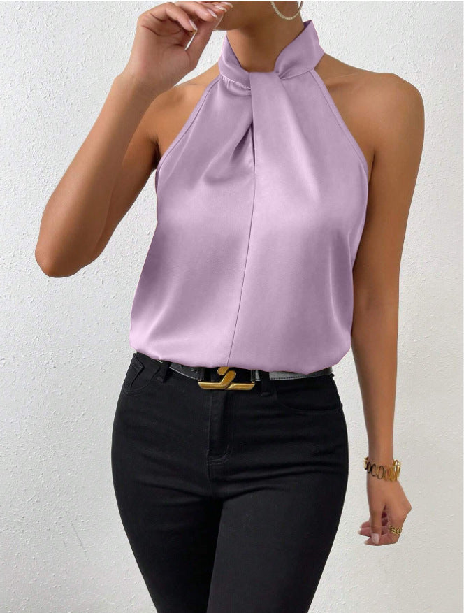 Vanna | Top in seta con scollo a nodo