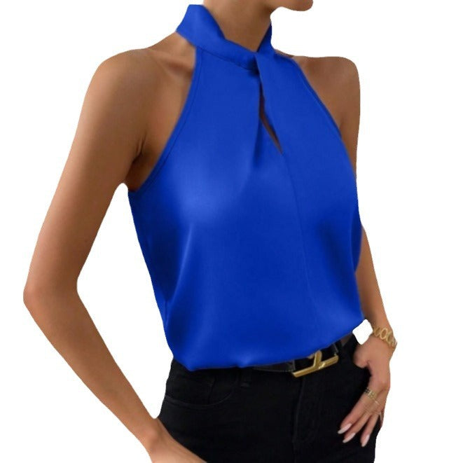 Vanna | Top in seta con scollo a nodo