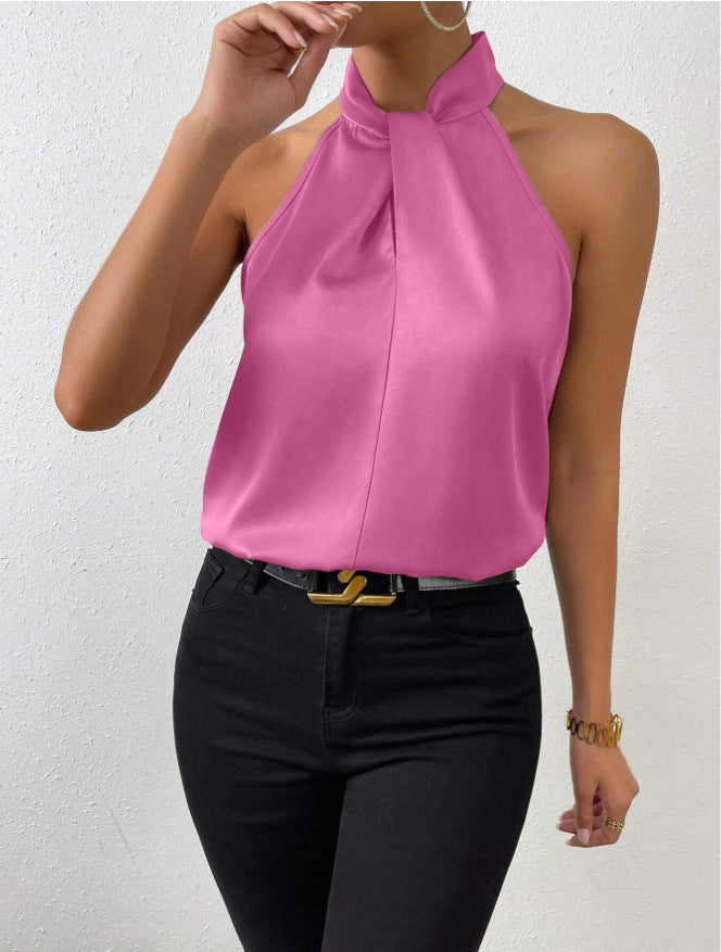 Vanna | Top in seta con scollo a nodo