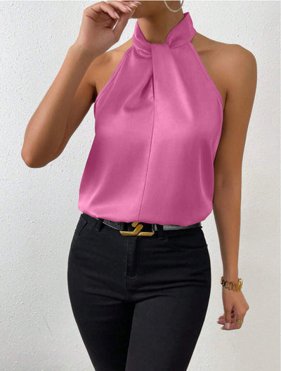 Vanna | Top in seta con scollo a nodo