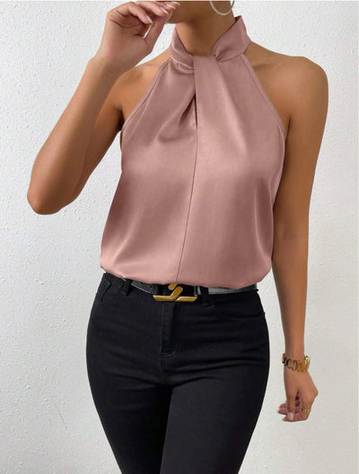 Vanna | Top in seta con scollo a nodo