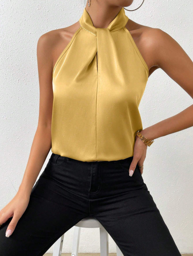 Vanna | Top in seta con scollo a nodo