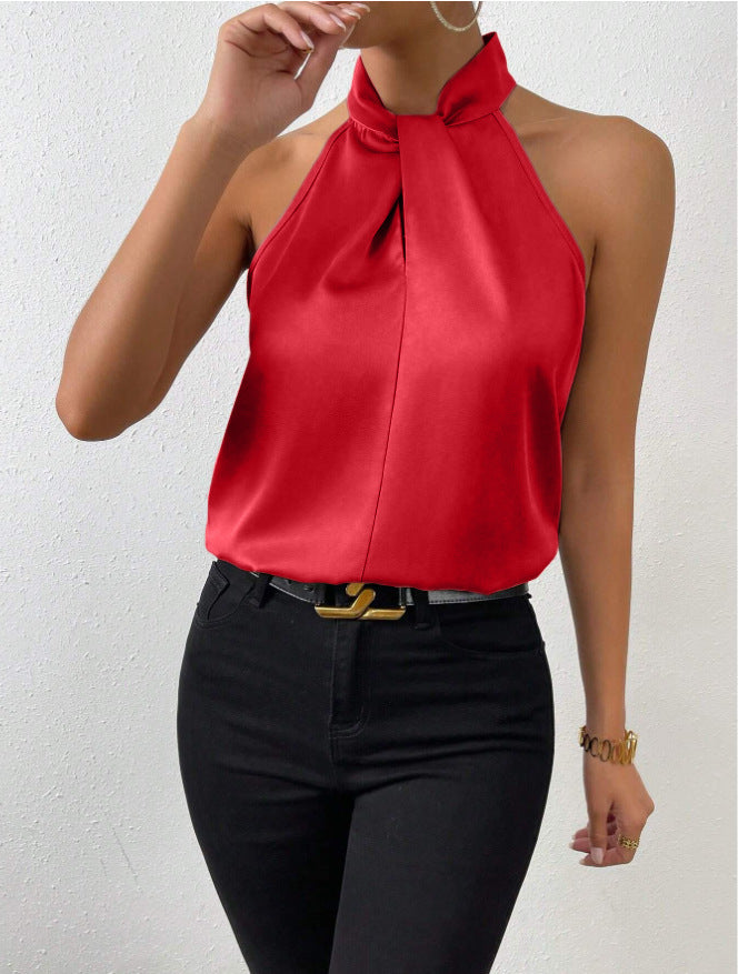 Vanna | Top in seta con scollo a nodo