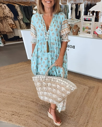 Rosalia | Maxi abito Boho con stampa floreale