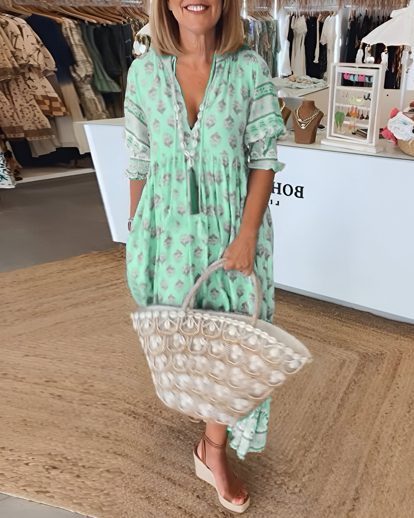 Rosalia | Maxi abito Boho con stampa floreale