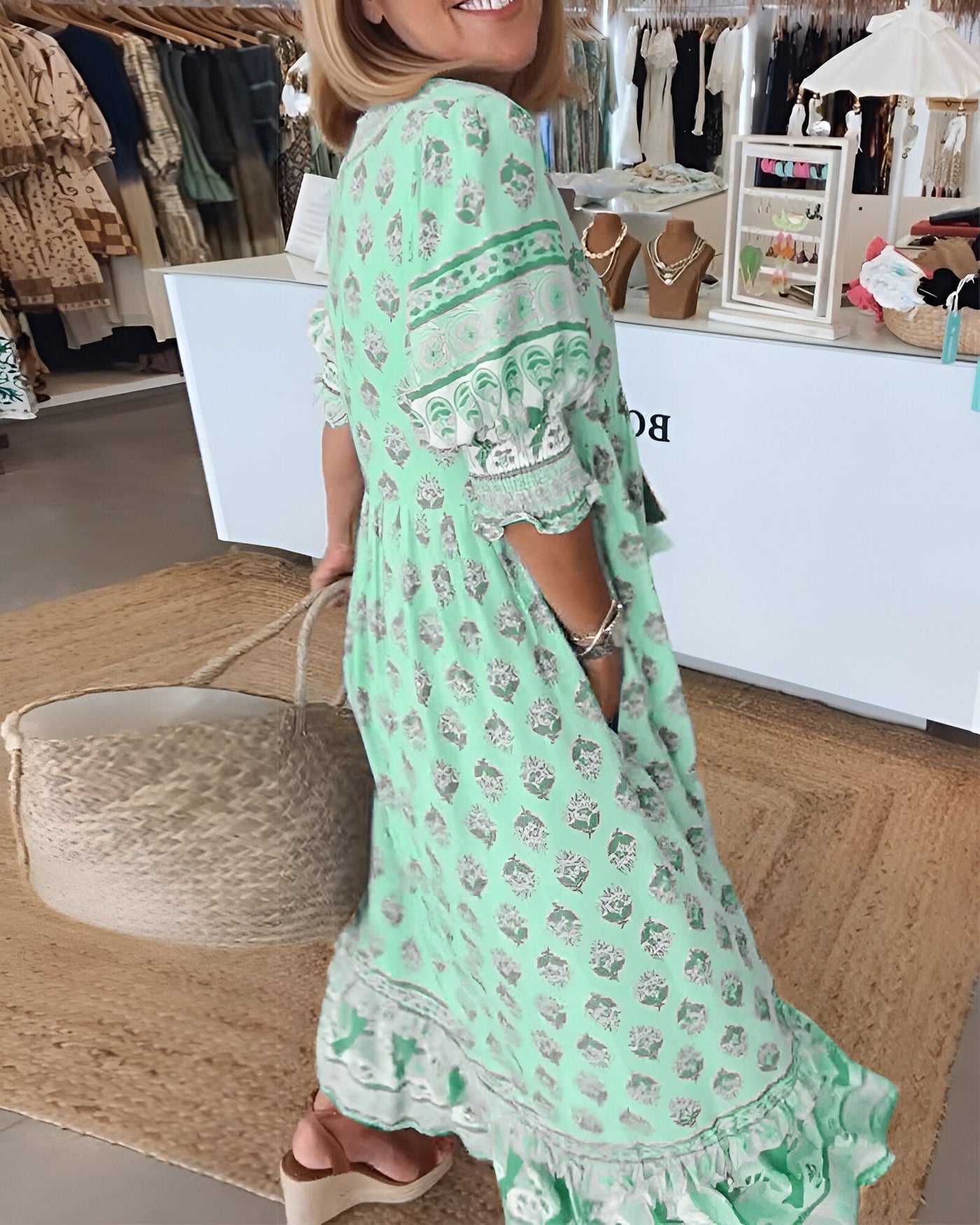 Rosalia | Maxi abito Boho con stampa floreale