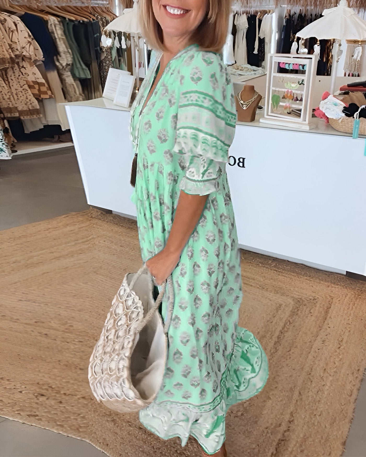 Rosalia | Maxi abito Boho con stampa floreale