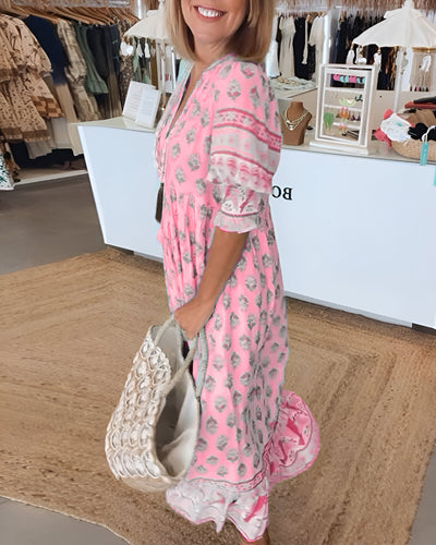 Rosalia | Maxi abito Boho con stampa floreale