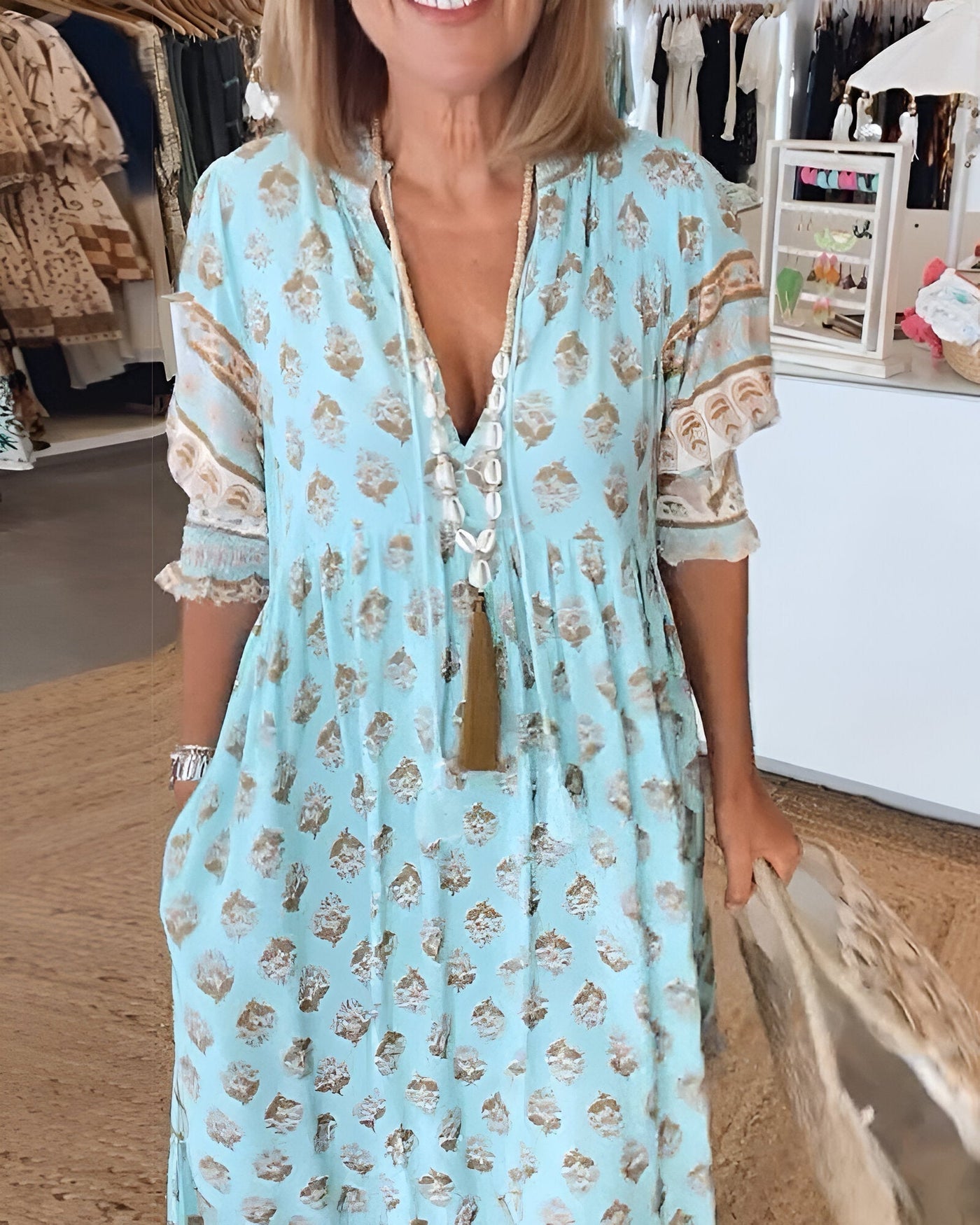 Rosalia | Maxi abito Boho con stampa floreale