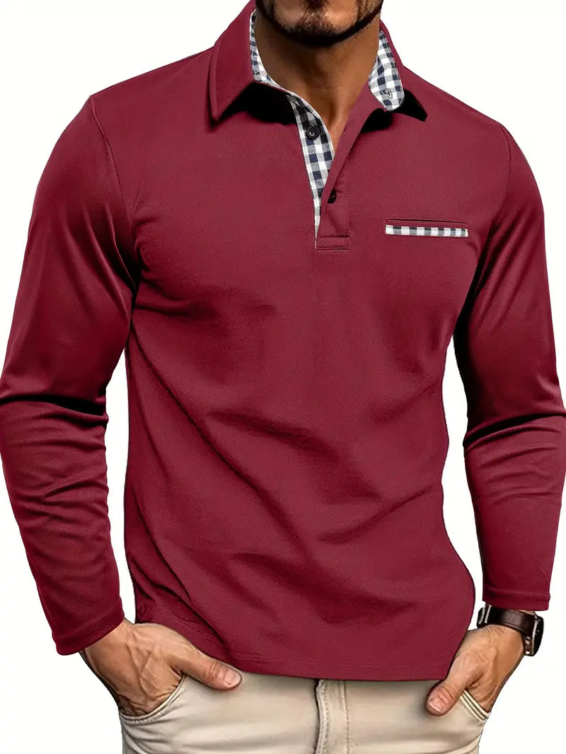 Charel | Polo Maschile Elegante con Maniche Lunghe-1
