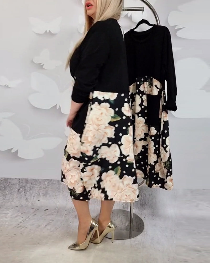 Alessia | Abito patchwork a maniche lunghe