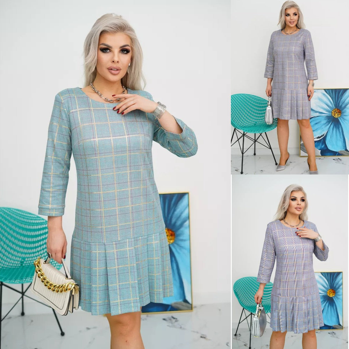 Tara | Abito Elegante a Scacchi per Cerimonia Donna 3