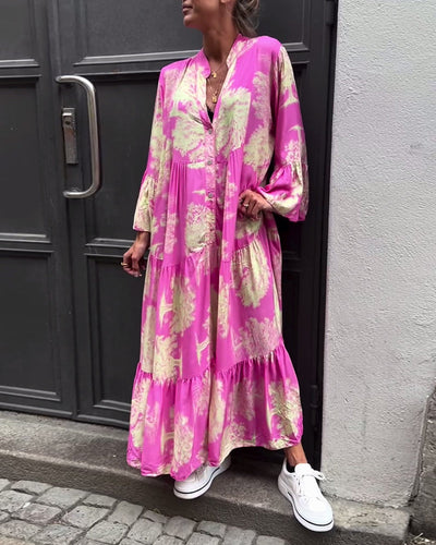 Ariana | Abito rosa con scollo a V e stampa