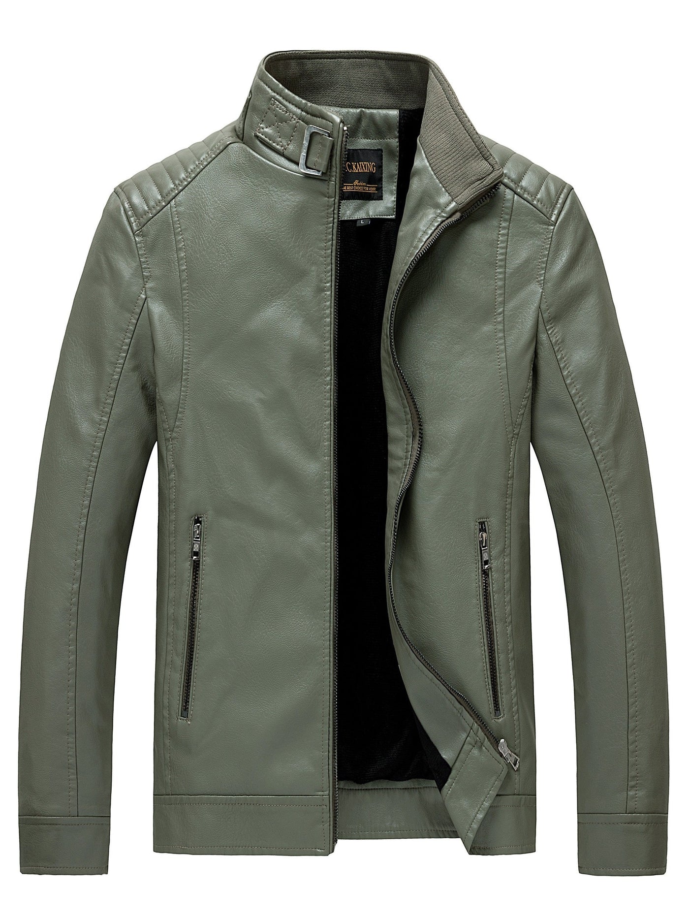 Demetrio | Elegante giacca in pelle con tasche a zip