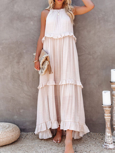 Gina | Maxi abito senza maniche con rouches