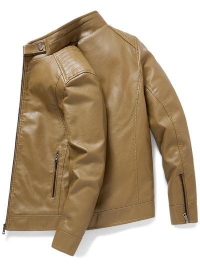 Demetrio | Elegante giacca in pelle con tasche a zip