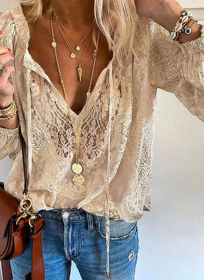 Eyanalless | Blusa Donna Boho con Scollatura a Fessura Elegante 5