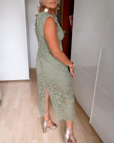 Noemi | Abito senza maniche con pizzo e spacco