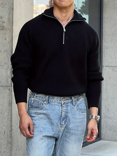 Marco | Maglione in maglia con zip a metà lunghezza