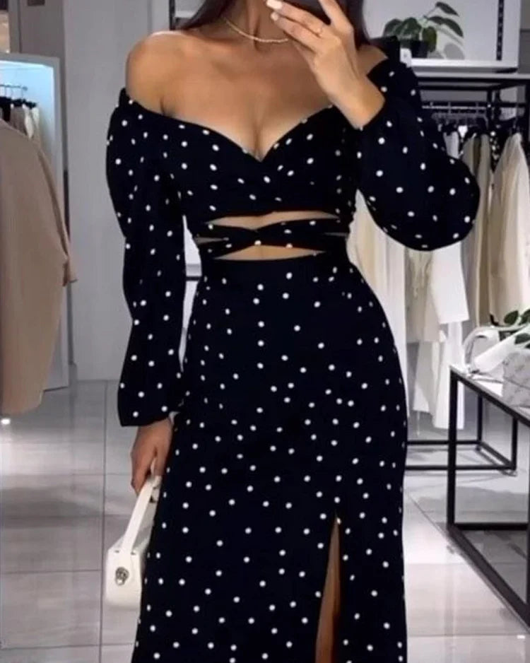 Sienna | Vestito spaccato a pois eleganti