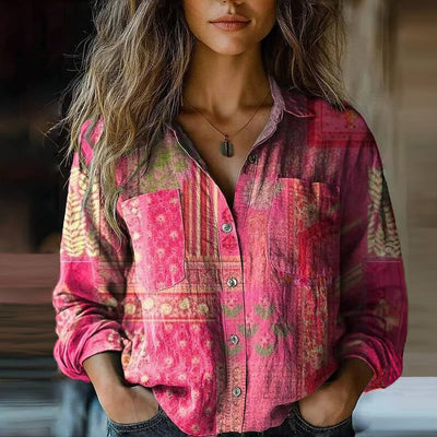Fiona | Camicetta Donna Vintage con Stampa Etnica e Maniche Lunghe 4