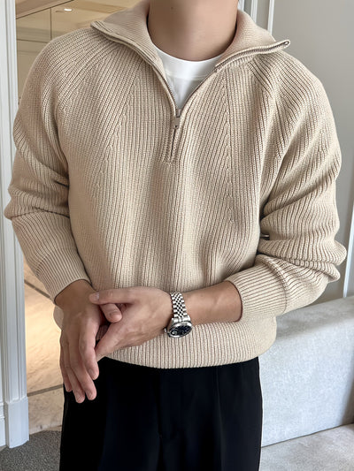 Marco | Maglione in maglia con zip a metà lunghezza