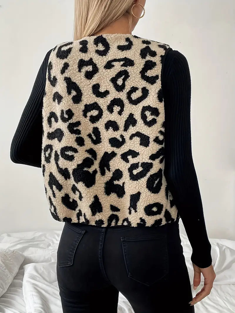 Clara Giubbotto Elegante – Motivo Leopardo, Scollo a V, Leggero e Traspirante-6