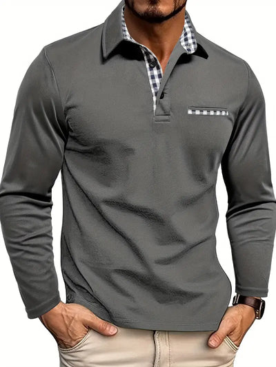 Charel | Polo Maschile Elegante con Maniche Lunghe-2