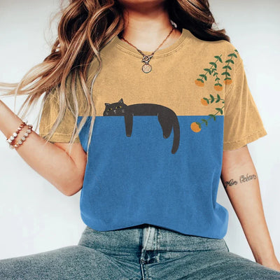 Variant image for Vespera T-Shirt Uomo – Cotone Morbido, Design a Due Toni con Gatto-1