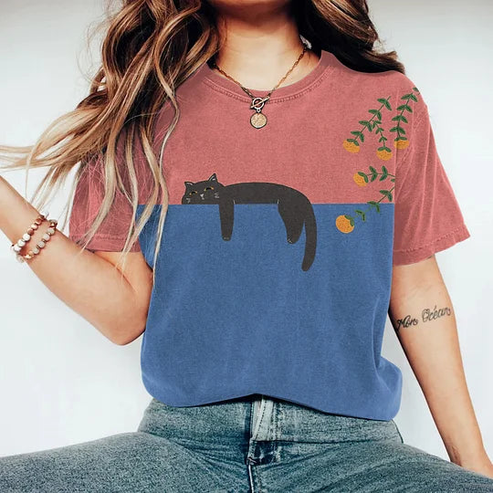 Variant image for Vespera T-Shirt Uomo – Cotone Morbido, Design a Due Toni con Gatto-33