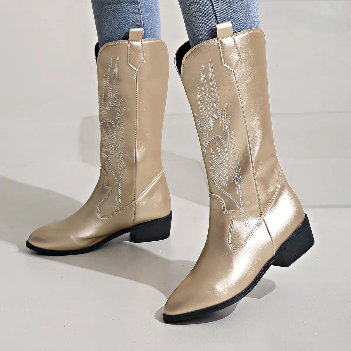 Variant image for Chic Cowboy Stivali | Stivali da Donna Texani con Tacco Medio-11