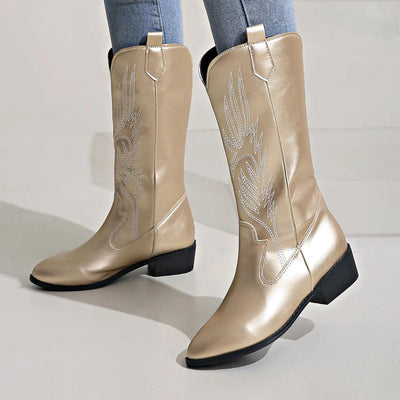 Variant image for Chic Cowboy Stivali | Stivali da Donna Texani con Tacco Medio-11