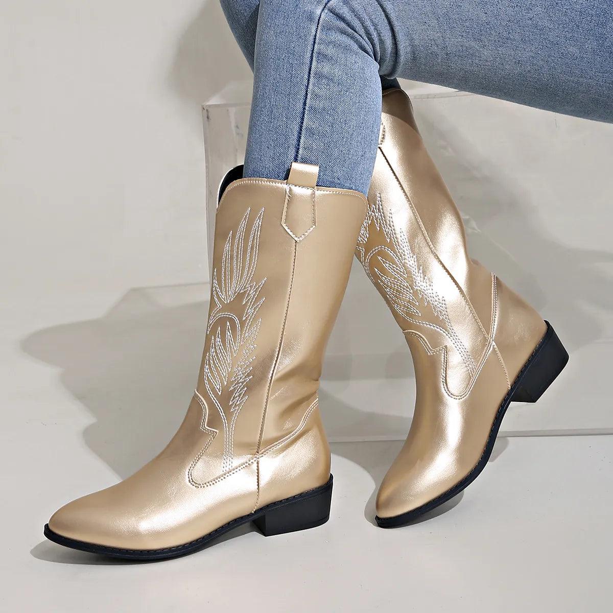 Chic Cowboy Stivali | Stivali da Donna Texani con Tacco Medio 3